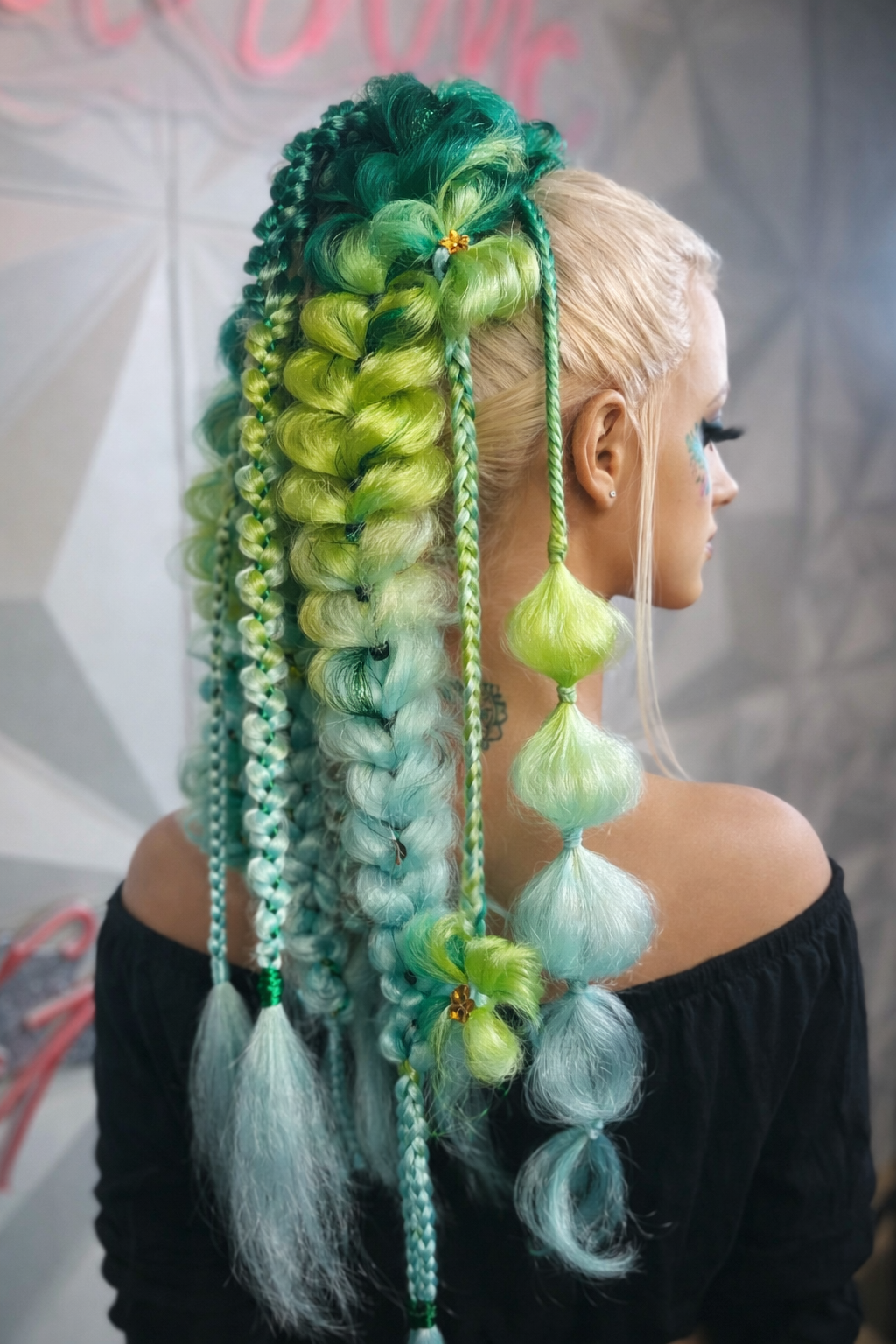 St. Patrick’s Day Ponytail Extension for Softball – Green Bubble Braid Hair