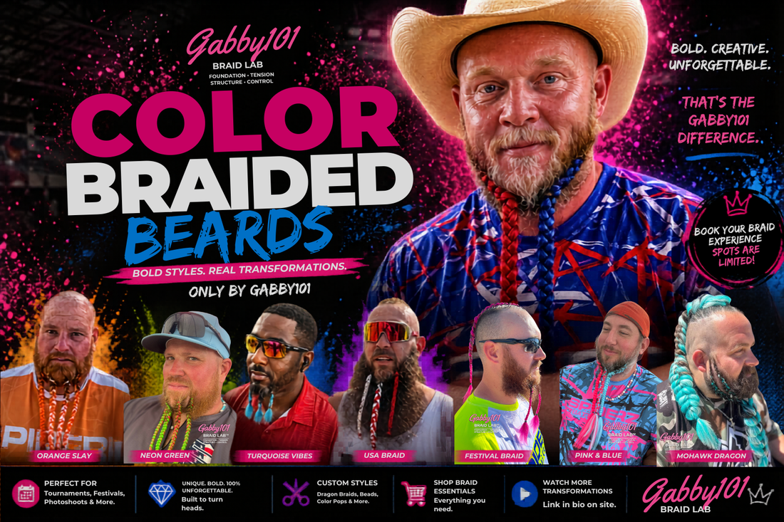 color braided beard red and blue braids by Gabby101