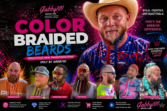 color braided beard red and blue braids by Gabby101