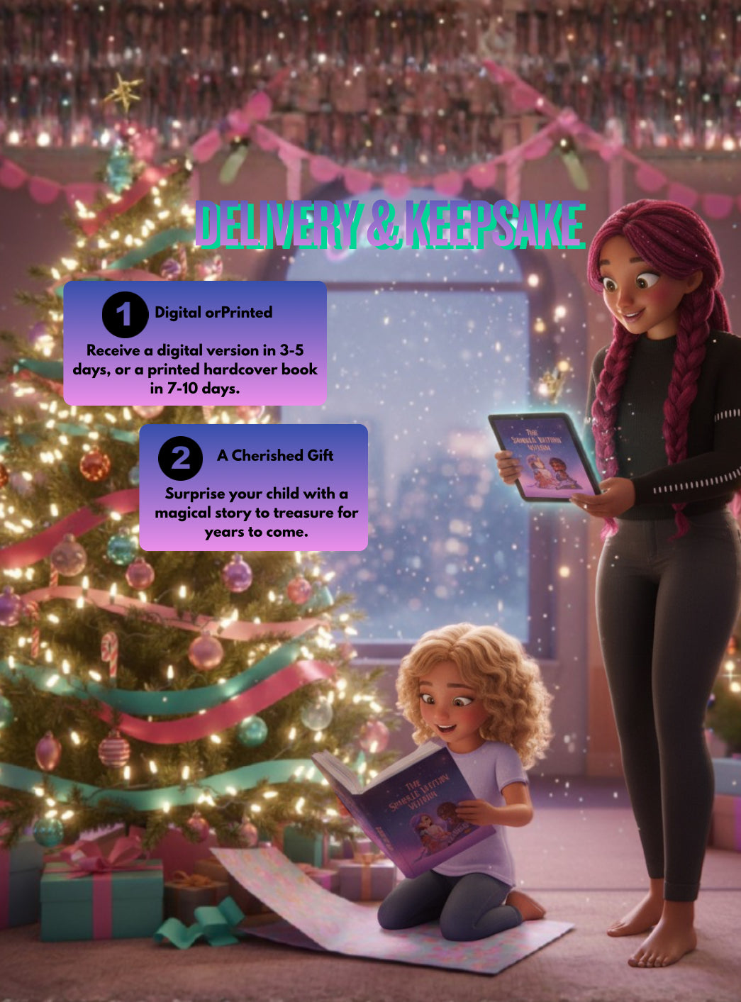 Personalized Christmas Book — 1-of-1 Story Starring Your Child | Gabby’s Unicorn Braid Bar