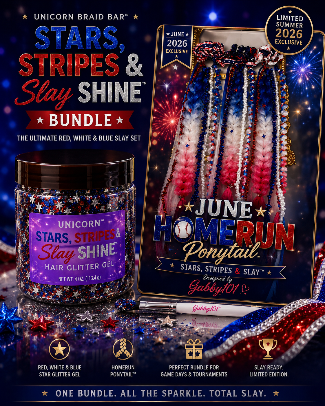 Stars, Stripes & Slay Shine™ Hair Glitter Gel