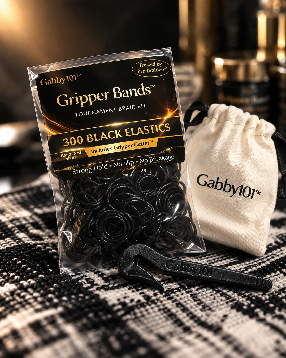 Gabby101™ Gripper Bands – 300 Black Elastics (Tournament Pack)