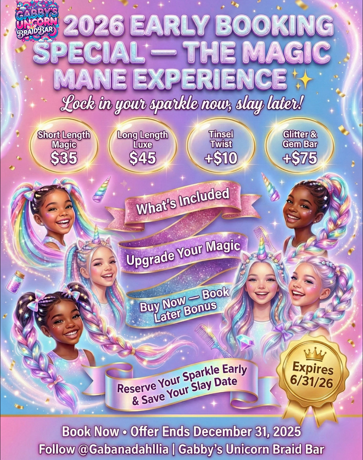 2026 Ultimate Unicorn Braid Party Package (Lock in 2025 Rates!)