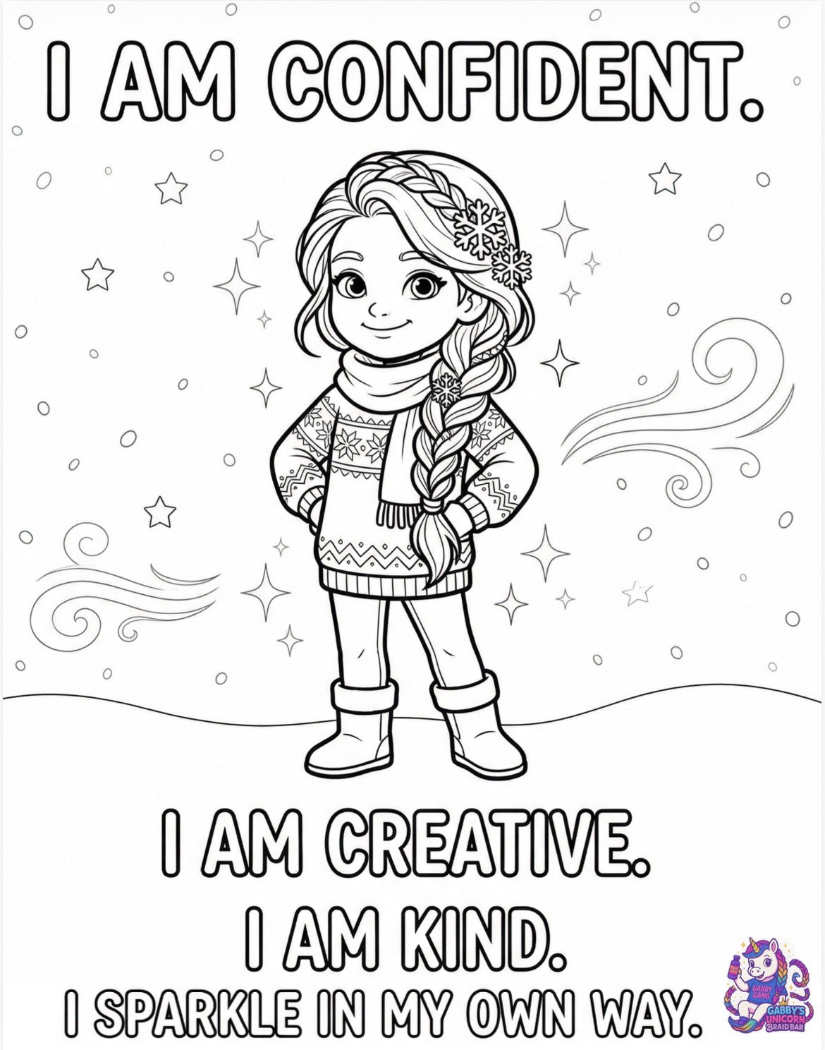 Winter Braidland Coloring Book | Gabby’s Unicorn Braid Bar