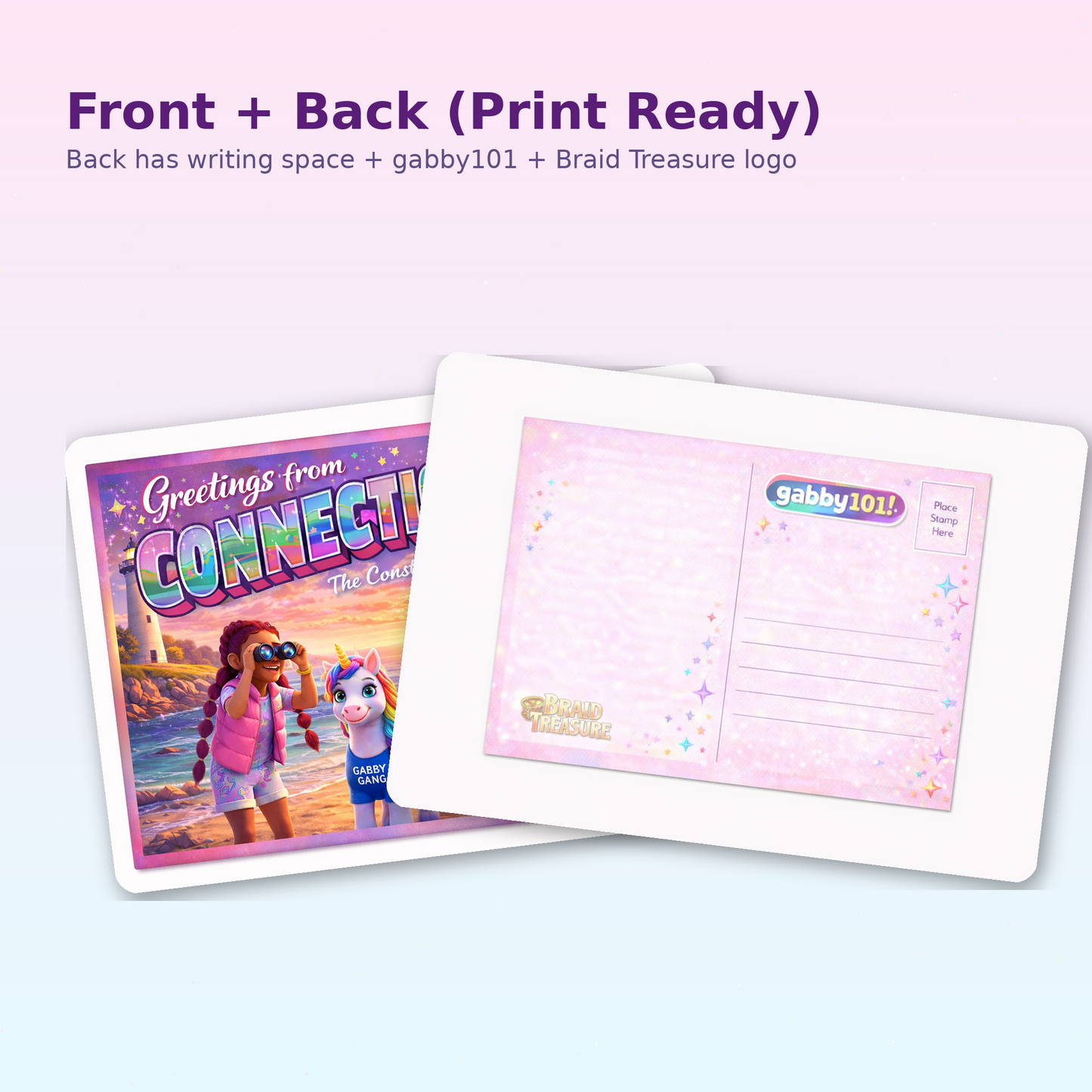 Braid Treasure Chronicles™ Postcard A Magical Surprise from Gabby’s Unicorn Braid Bar