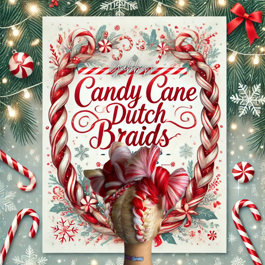 Candy Cane Dutch Braids into Bow Space Buns Guide